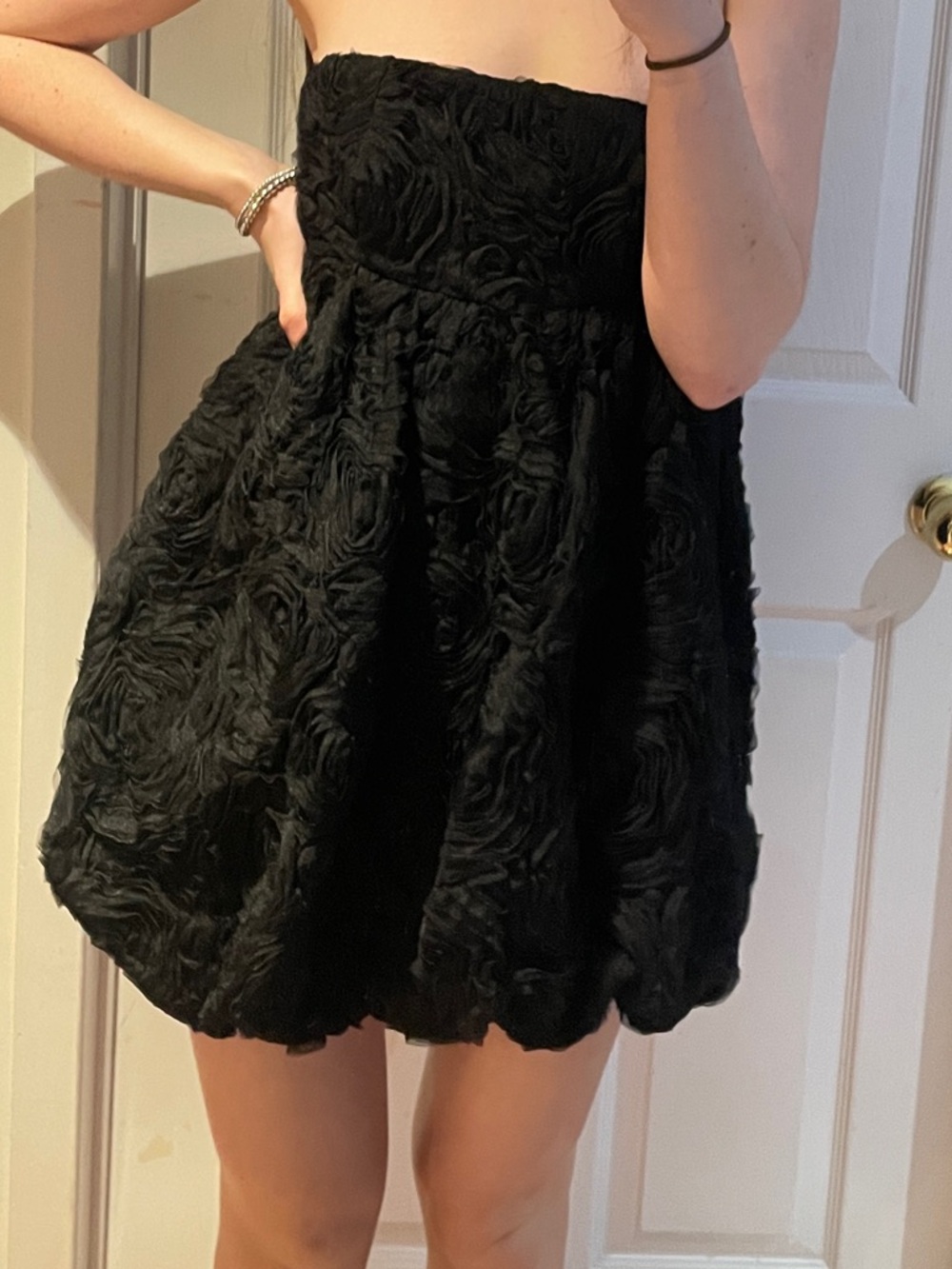 Zara Strapless Black Rosette Bubble Dress